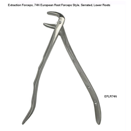 Extraction Forceps, 74N European Root Forceps Style, Serrated, Lower Roots