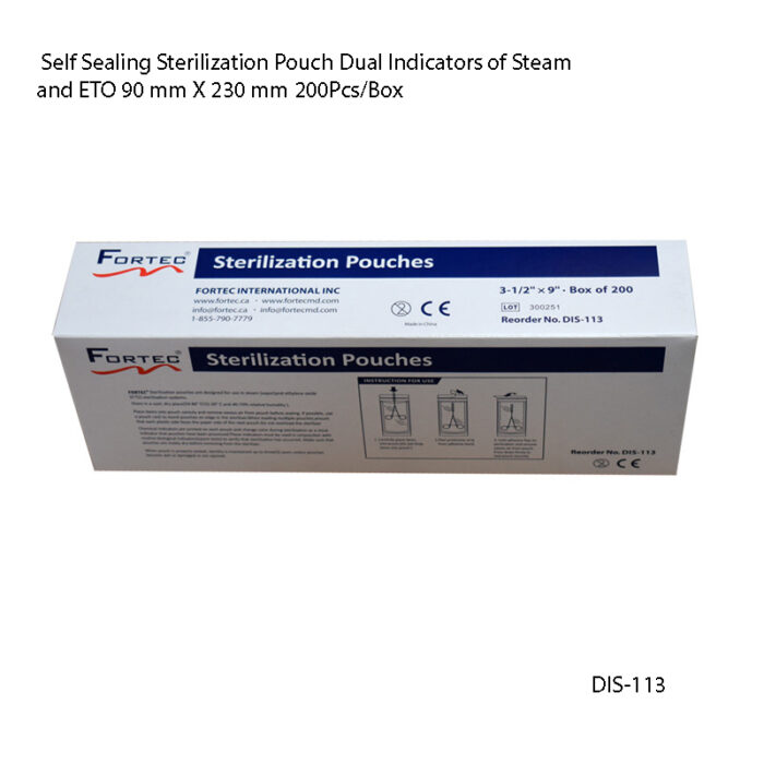 Self Sealing Sterilization Pouch Dual Indicators of Steam and ETO 90 mm X 230 mm 200