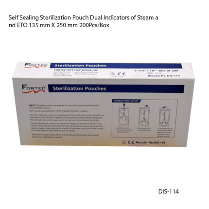 Self Sealing Sterilization Pouch Dual Indicators of Steam and ETO 135 mm X 250 mm 20